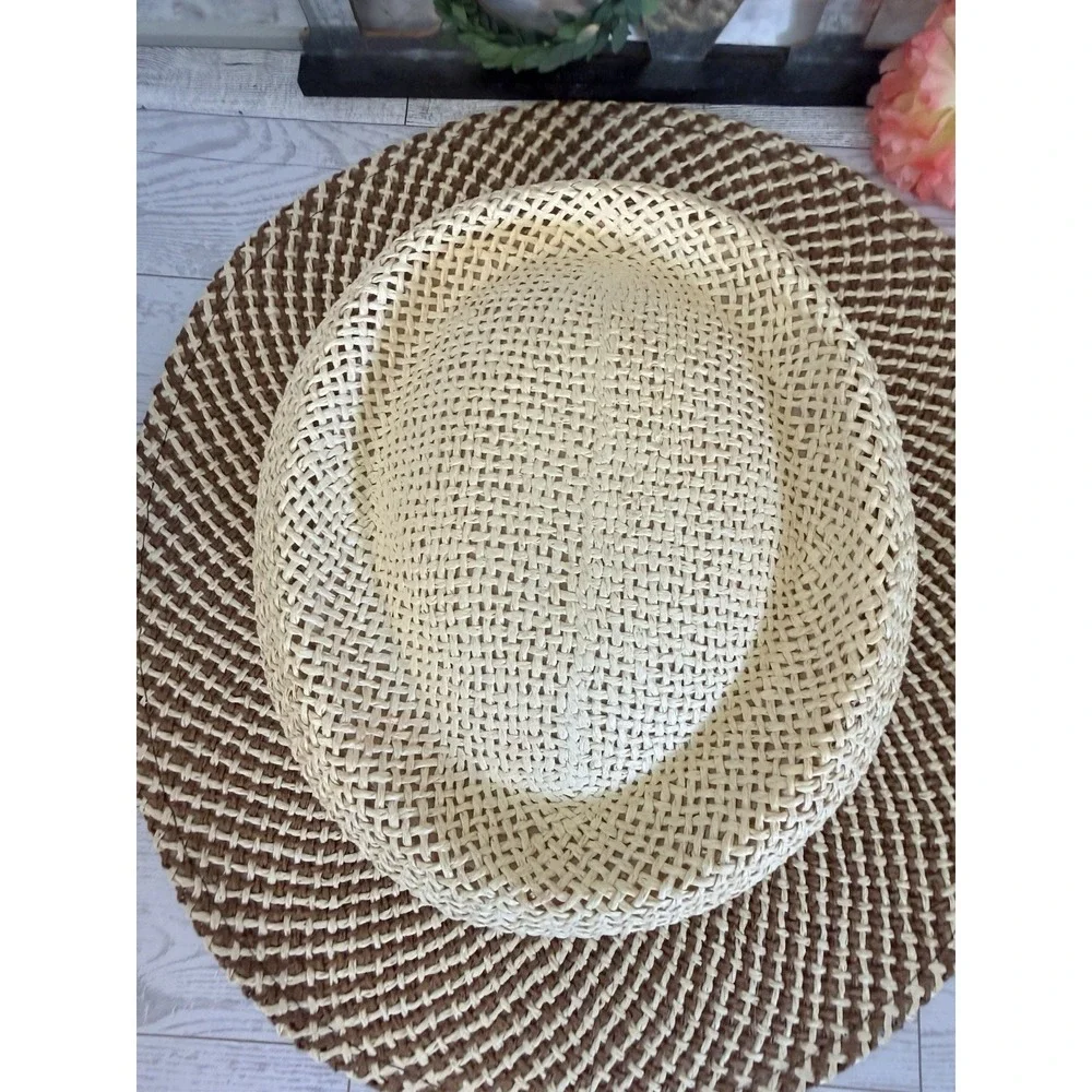 Ahead Fine Hats Headgear Unisex Two Tone Straw Golf Hat Fedora S/M Vintage Retro